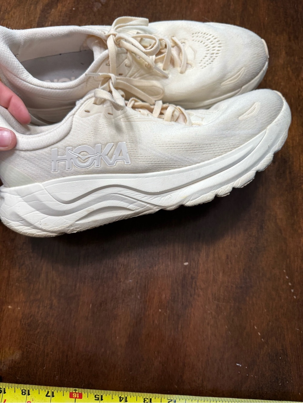 Hoka Cream/Off-White Cushioned Running Sneakers